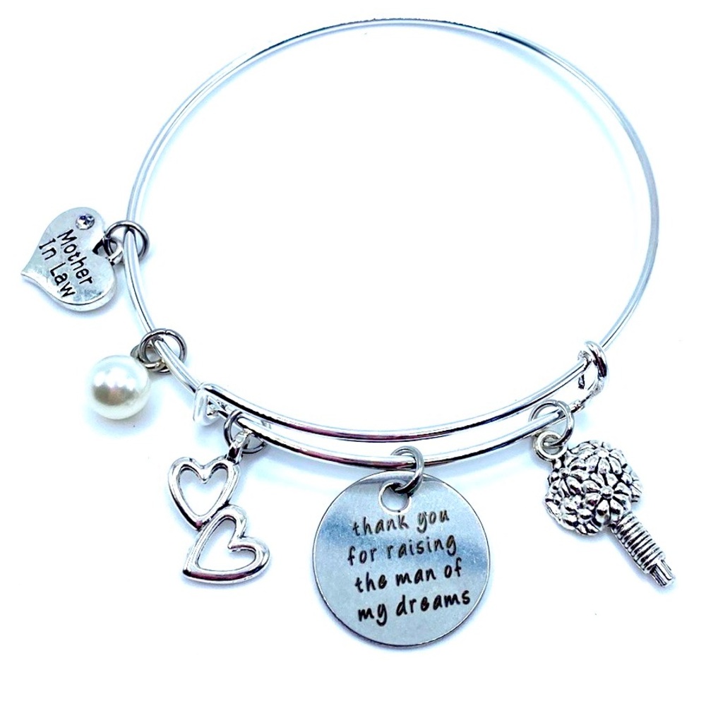 Mother In Law Charm Bracelet Bangle Thank You For Raising The Man Of My Dreams